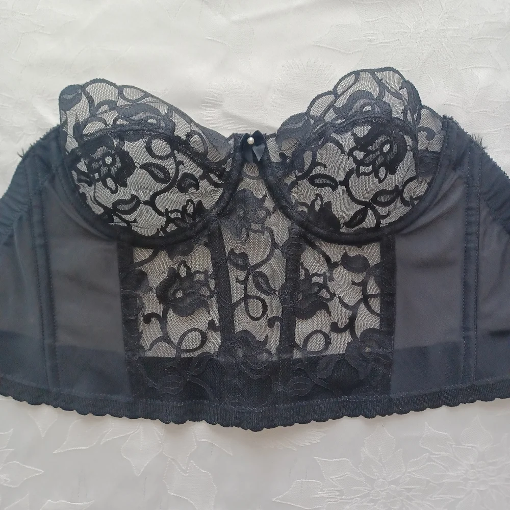 VICTORIAS SECRET GOLD LABEL VINTAGE BLACK LACE CORSET SIZE 36B - Picture 10 of 16